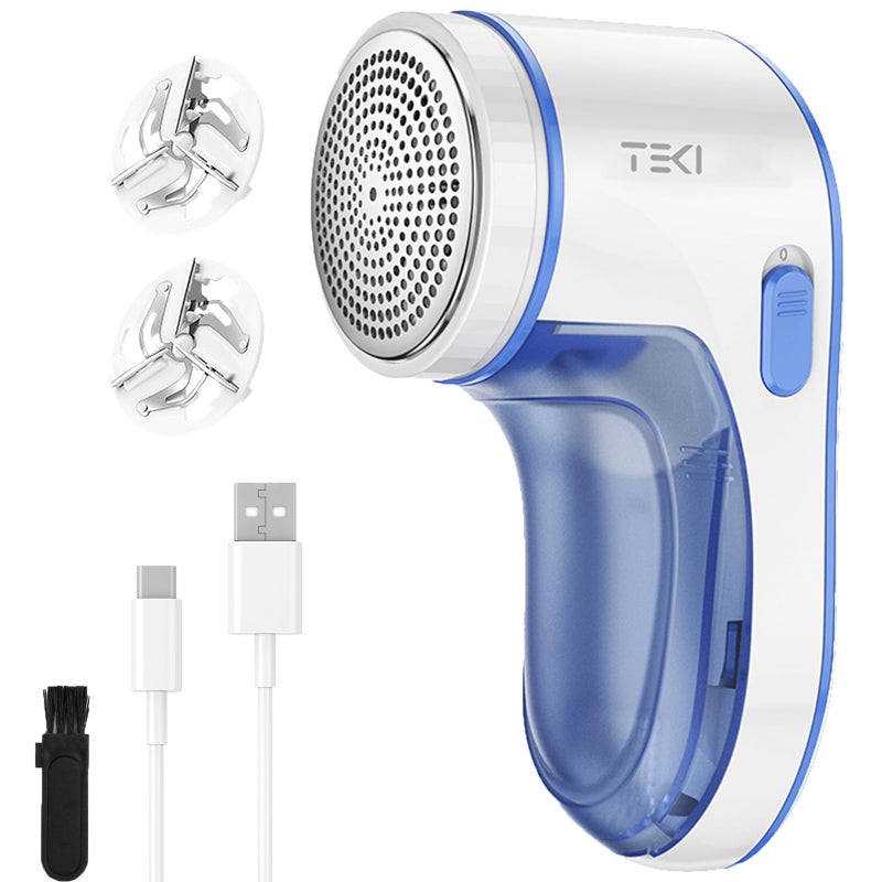 TEKI Fabric Shaver  Lint Remover for Clothes Rechargeable Clothes Shaver Pill Remover  Electric Sweater Defuzzer  Sweater Shavers to Remove Pilling  Couch  Fuzz  Furniture (2 Replaceable Blades) - Image 1